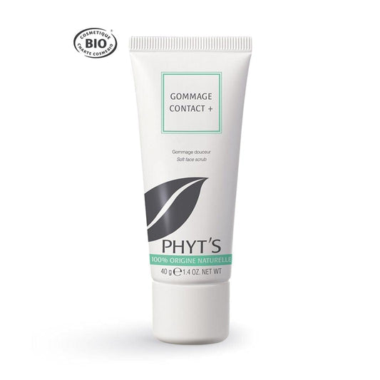 Gommage Contact +. Pour le visage. Idéal pour les peaux mixtes à sèches