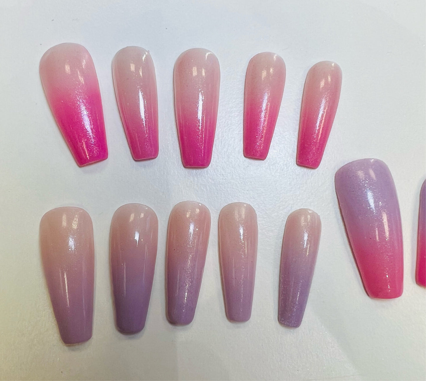 pink and purple press on nail